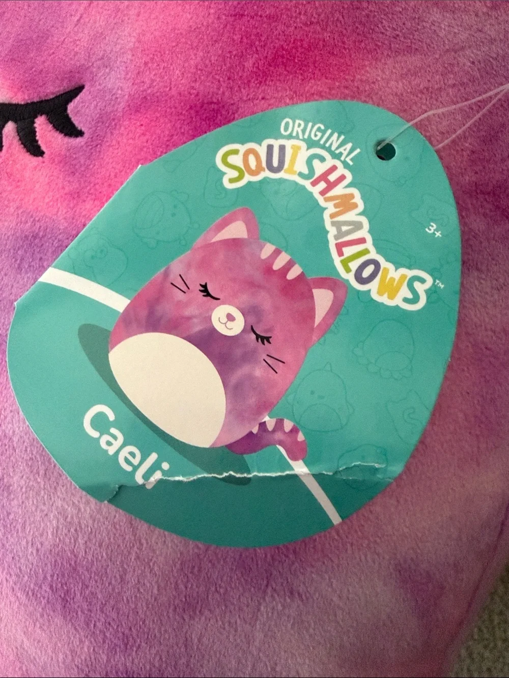 Squishmallows Pink & Purple Plush Cat Pet Cushion with Cream Belly